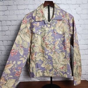 M Dusty Purple and Green Floral Norm Thompson Button Up Jacket